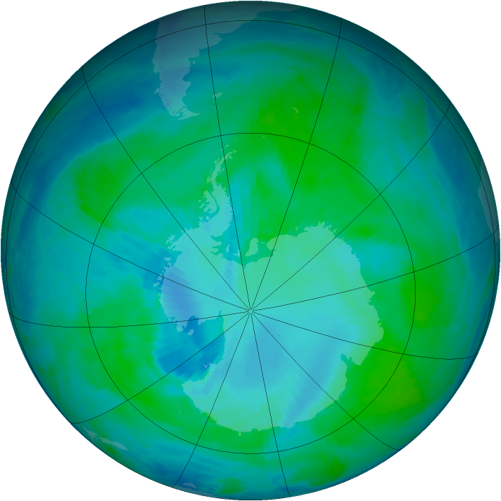 Antarctic ozone map for 18 January 2000